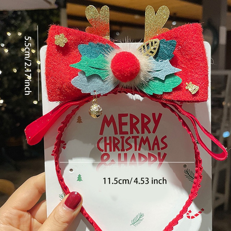 Flgo Băng Đô Giáng Sinh Đính Nơ Ruy Băng Ren Hình Gấu Bông / Hươu / Gấu Làm Đạo Cụ Chụp Ảnh Kỳ