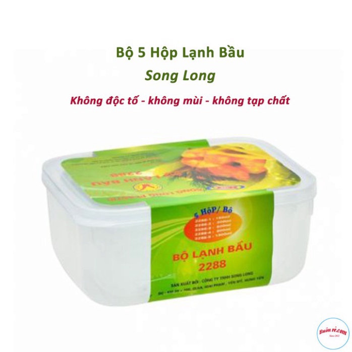 Bộ 5 hộp trữ đồ đông-hộp  nhựa đựng thức ăn lạnh bầu Song Long dễ dàng sử dụng ( MS: 2288 ) br00312