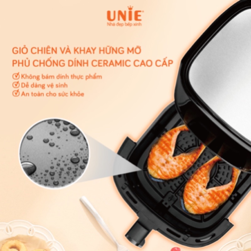 [Chính Hãng] Nồi chiên không dầu cao cấp 6,5 lít UNIE UE-600, lỗi 1 đổi 1, bảo hành 12 tháng toàn quốc