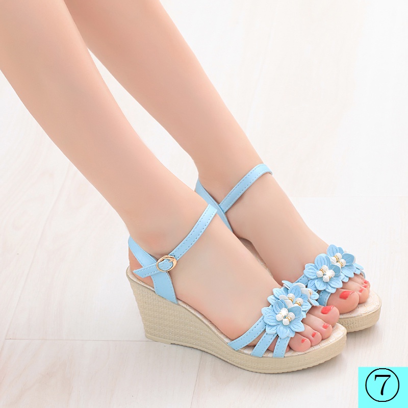 Giày Sandal Đế Xuồng Cao Gót Hở Ngón Thời Trang Mùa Hè Hàn Quốc Kiểu Mới Dành Cho Nữ 7cm 2022