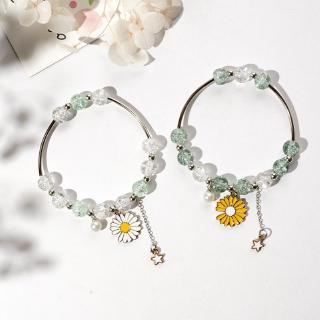 Vòng đeo tay chuỗi hạt hình hoa cúc nhỏ lấp lánh phong cách hàn quốc cho nữ