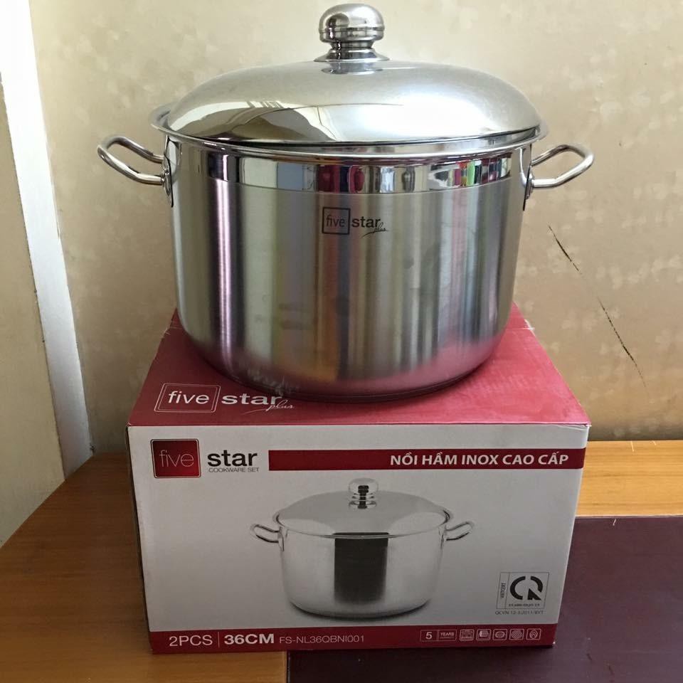 Nồi luộc gà inox 430 bếp từ 3 đáy Fivestar Standard 36cm nắp inox.tặng 1 vá canh inox