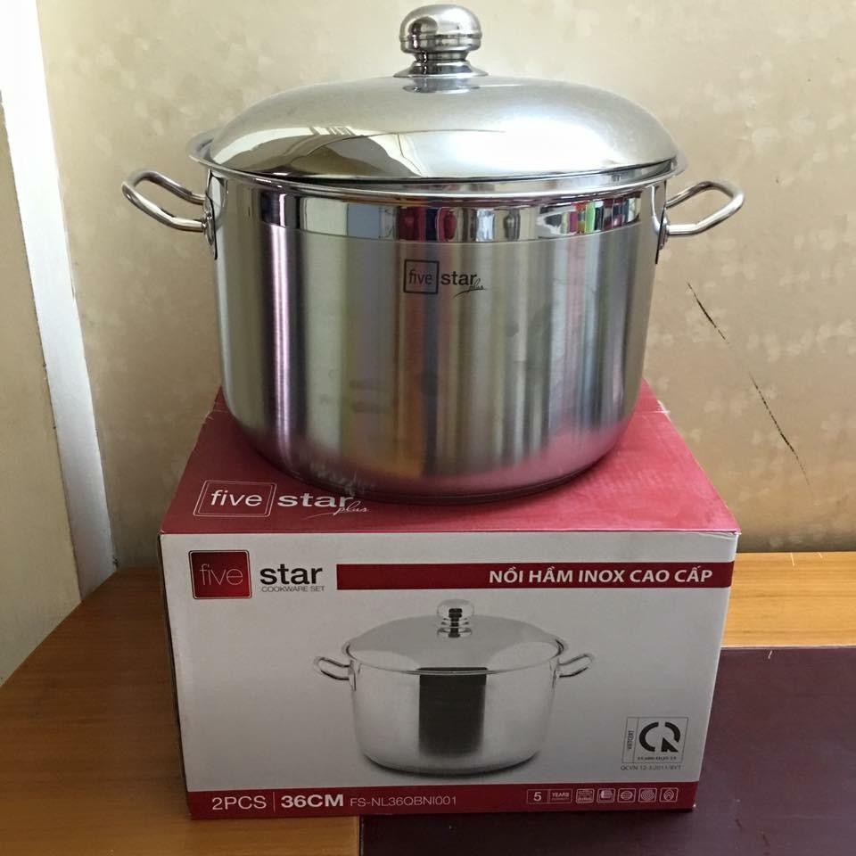 Nồi luộc gà inox 430 bếp từ 3 đáy Fivestar Standard 36cm nắp inox.tặng 2 vá canh inox