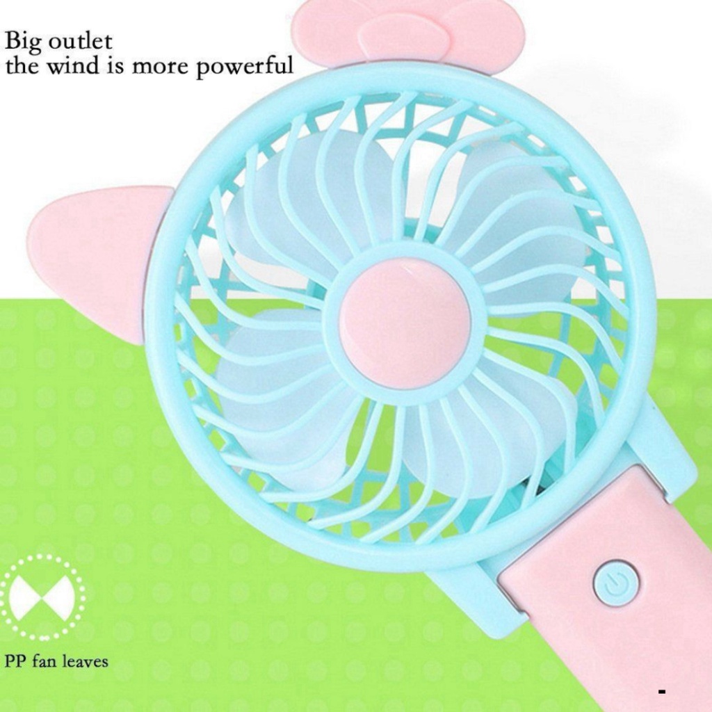 Quạt Hello Kitty Cầm Tay Gấp Gọn Sạc USB - Hồng 200x90x40mm, 5V/5W, 1200mAh