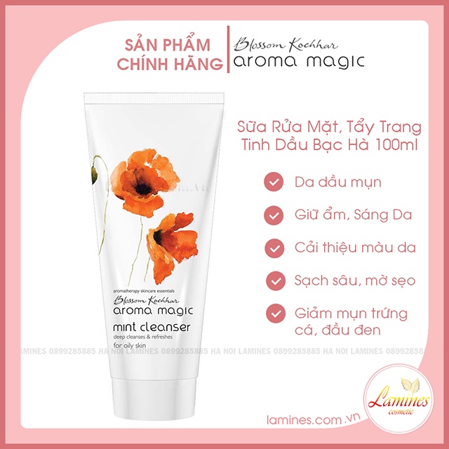 Sữa Rửa Mặt và Tẩy Trang cho Da Dầu Aroma Magic | AromaMagic Mint Cleanser For Oil Skin 100g