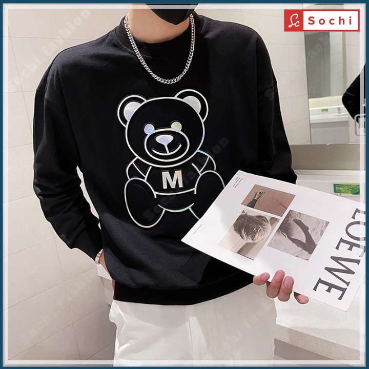 Áo thu đông nam tay dài, áo sweater nam Sochi chất nỉ mềm mịn in Gấu M mã SW80.8 | BigBuy360 - bigbuy360.vn