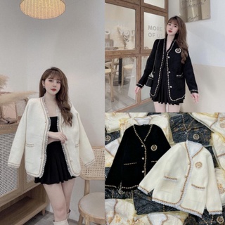 Áo khoác lông nữ ms.6839 áo khoác phối viền zen đính huy hiệu, chất len dạ, hàng quảng châu