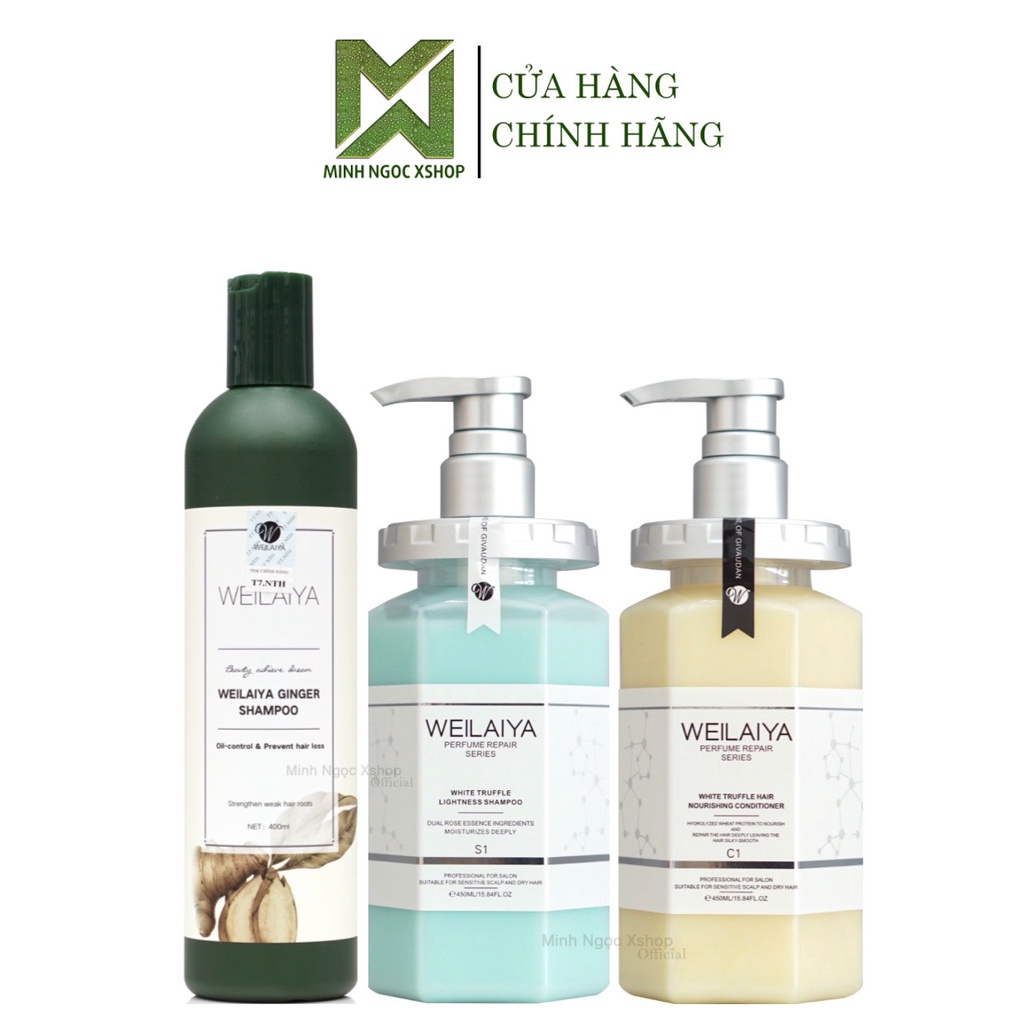 Combo gội xả WEILAIYA cho da đầu dầu, tóc rụng, bết gàu, hư tổn, xỉn màu 400ml + 450ml