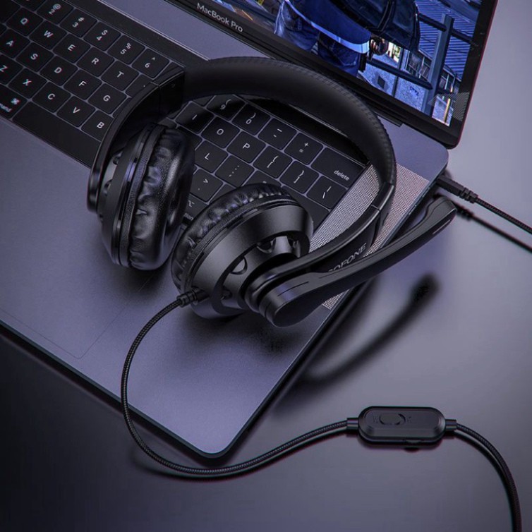 Tai nghe chụp chính hãng Borofone BO102 Bass mạnh mẽ, dây dài 1.2m / Headphone chuyên học online, Game thủ