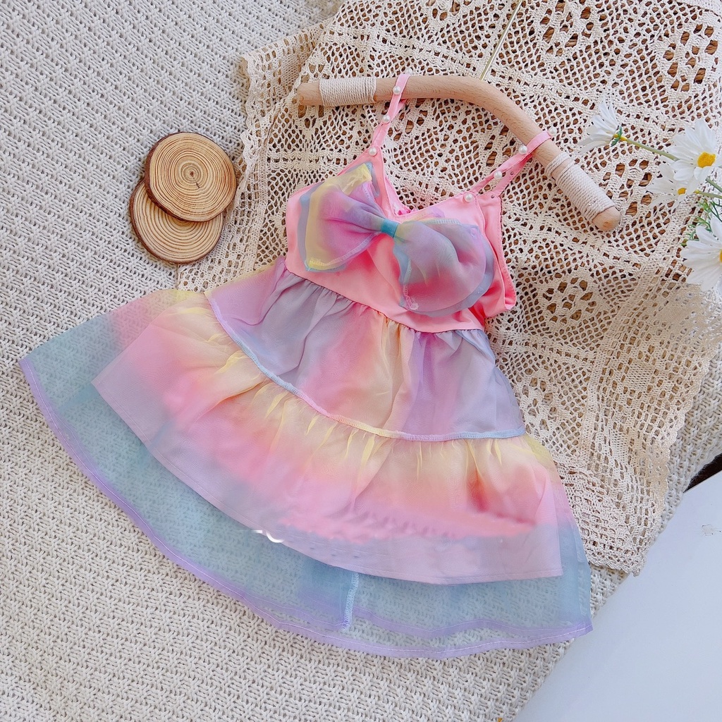 Váy Công Chúa Bé Gái Chuột Lắc Store Kiểu 2 Dây Màu Cầu Vồng 8kg Đến 20kg