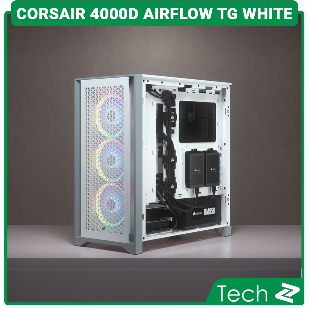 Vỏ Case Corsair 4000D Airflow TG White (Mid Tower/Màu Trắng) | BigBuy360 - bigbuy360.vn