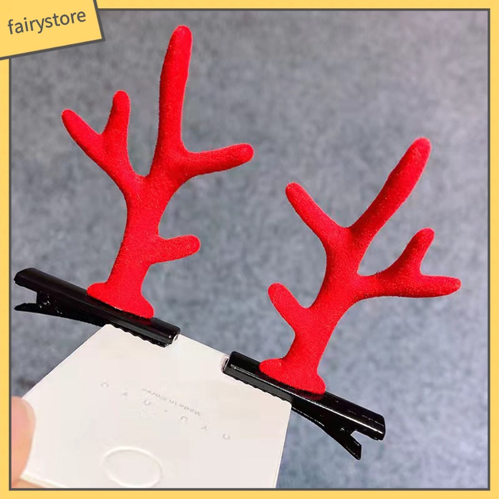 1 Cặp Kẹp Tóc Hình Sừng Hươu Bằng Thép Không Gỉ Dễ Thương