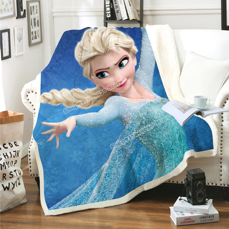 Disney frozen elsa chăn ấm áp cho trẻ em bộ đồ giường sofa phim hoạt hình quà tặng len bông