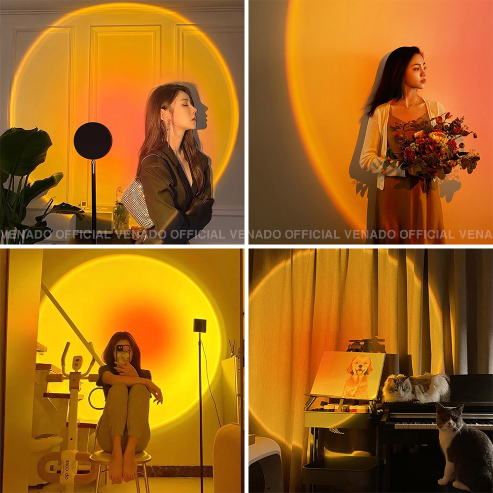 Đèn Sunset Tiktok 16 Màu Led Rgb Có Remote