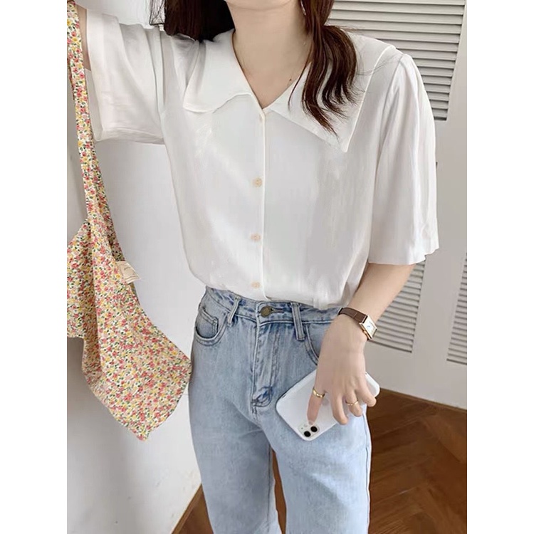 Áo Sơ Mi Cổ Chữ V Thời Trang Mùa Hè Hàn Quốc Dành Cho Nữ