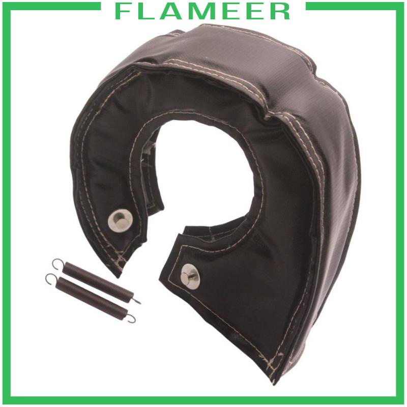 [FLAMEER] Fiber T6 Turbo Charger BLANKET heat shield cover BLACK  , w/ 2 Springs