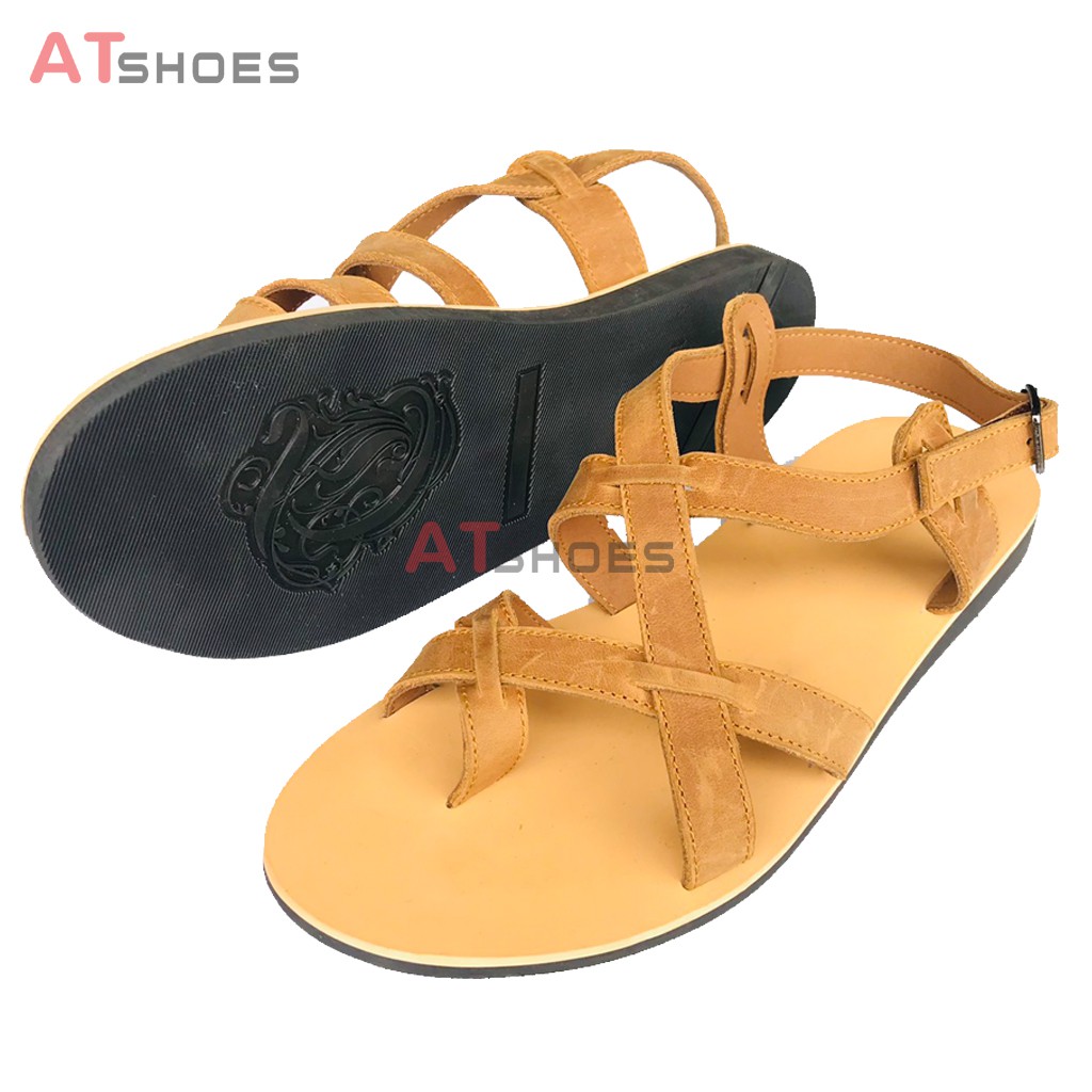 Dép Sandal Unisex Cao Cấp Da Bò Thật Sandal Xỏ Ngón Nam Nữ Trẻ Trung Đế Caosu Chống Nước Atshoes XDSGNAU22