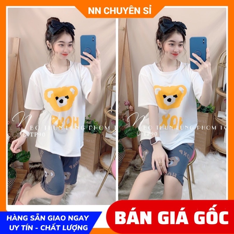 Đồ bộ nữ mặc nhà phom 55kg chất thun mềm mịn in hình hoạt hình dễ thương TP90