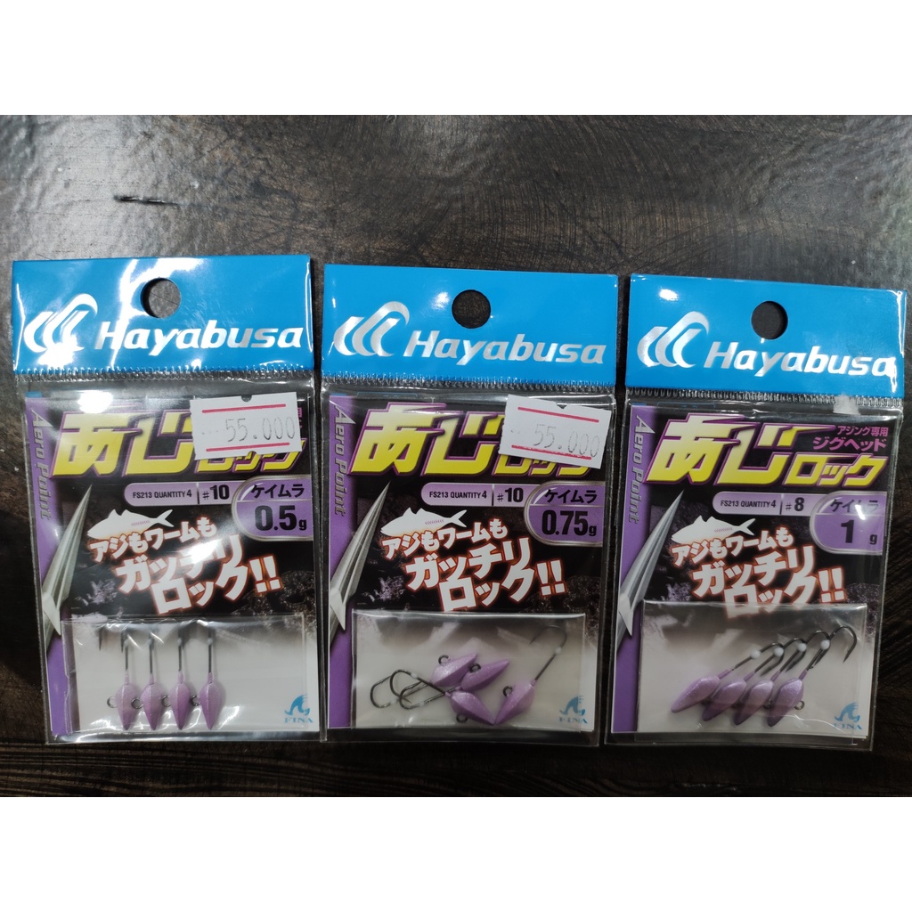 Lưỡi câu Hayabusa Fina. Giá: 55.000 vnđ/ 1 bịch/ 4 lưỡi. size: 0.5 - 0.75 - 1.0gr. Linh kiện Nhật Bản - Láp ráp Việt Nam