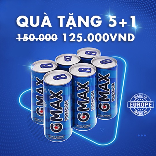 Lốc 6 lon nước tăng lực Gmax Premium energy drink nhập khẩu từ Châu Âu (250ml x 6)-[FREE SHIP] TỪ ĐƠN 50K