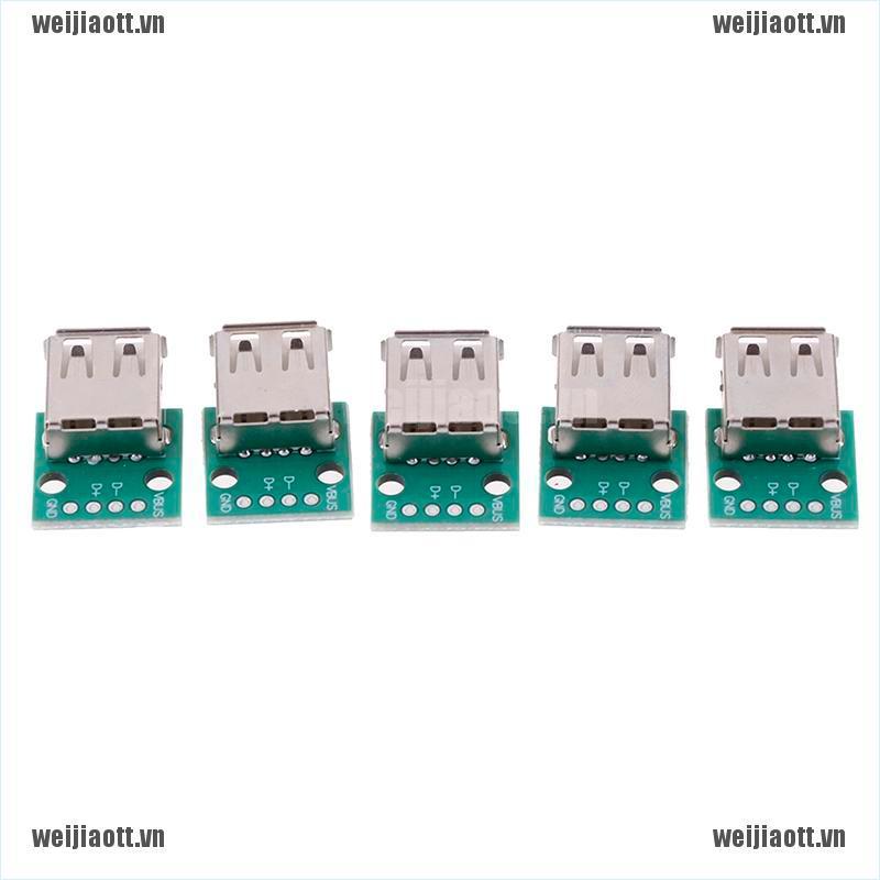 Bộ 5 Đầu Nối Usb Type A Female Sang Dip 2.54mm Pcb