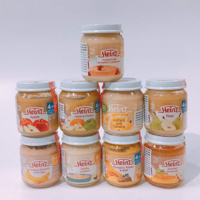 (Date 2021)Trái Cây Nghiền Và Custard  Heinz 110g Nhiều Vị Cho Trẻ Từ 4M - 6M