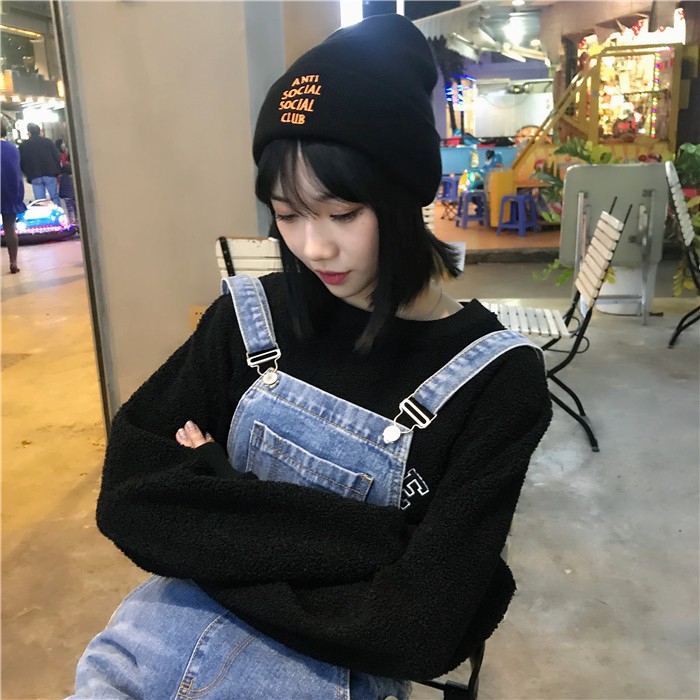 Mũ Len Dệt Kim Thêu Chữ Phong Cách Retro Thời Trang