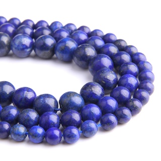 4 6 8 10 12MM Màu xanh tự nhiên Lapis Lazuli hạt đá mịn Vòng Lapis Lazuli miếng đệm rời Hạt để làm đồ trang sức Vòng tay tự làm