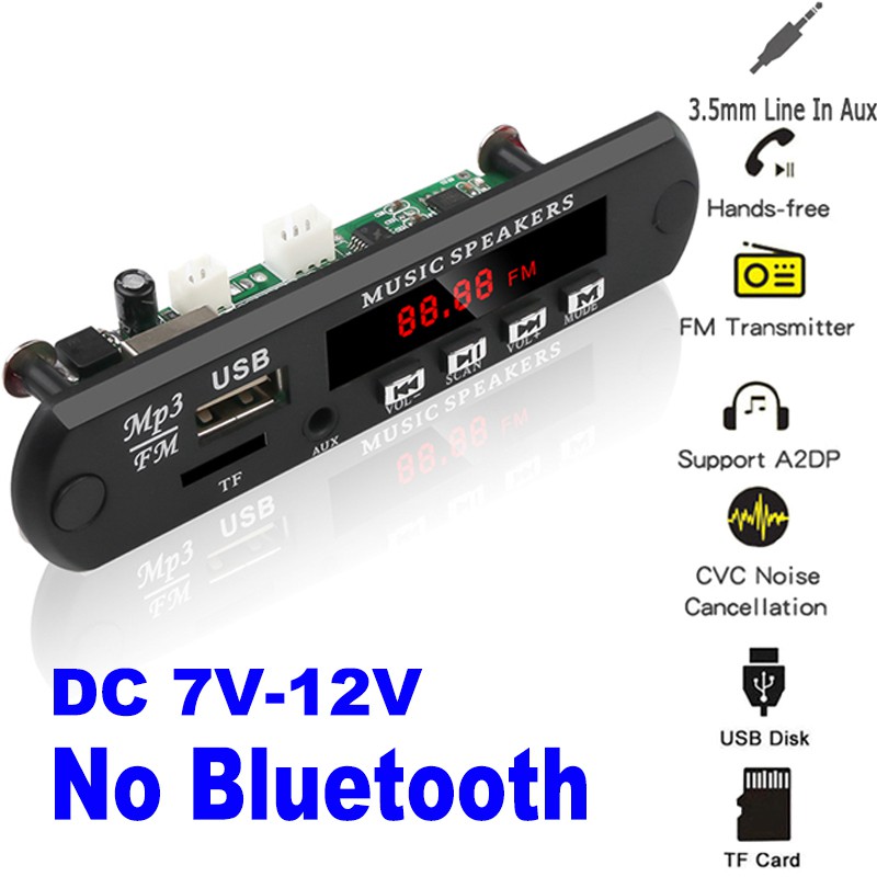 Bộ giải mã âm thanh DC12V Mp3 cổng USB Fm 3.5mm cho xe hơi