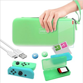 12 in 1 Accessories Set for Nintendo Switch Animal Crossing Carrying Case Tempered Film Gamepad Case TYPE-C Charging Cable