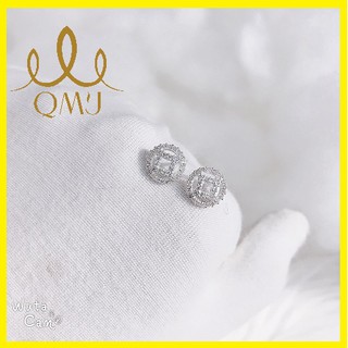 Khuyên tai đẹp 💖freeship giảm 20k khi nhập - bông tai kim tiền đá tấm bạc 925 cao cấp, bạc chuẩn 100%