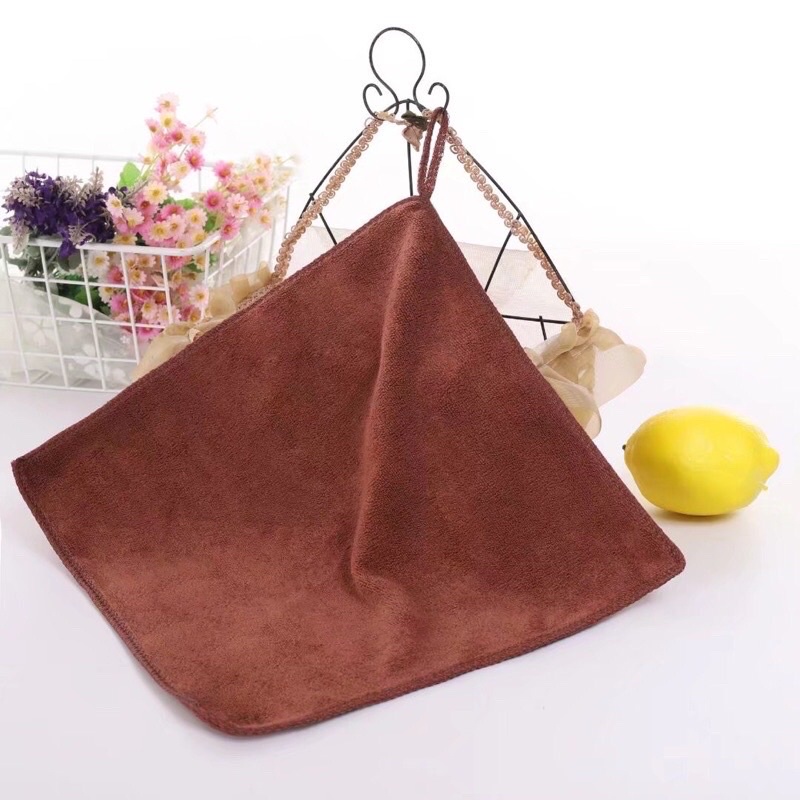 Khăn vuông có móc treo đa năng lau tay, làm Nail, lau kính, lau mọi đồ vật, thấm nước bền đẹp