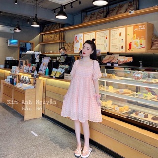 ĐẦM HỒNG BABY CỔ U