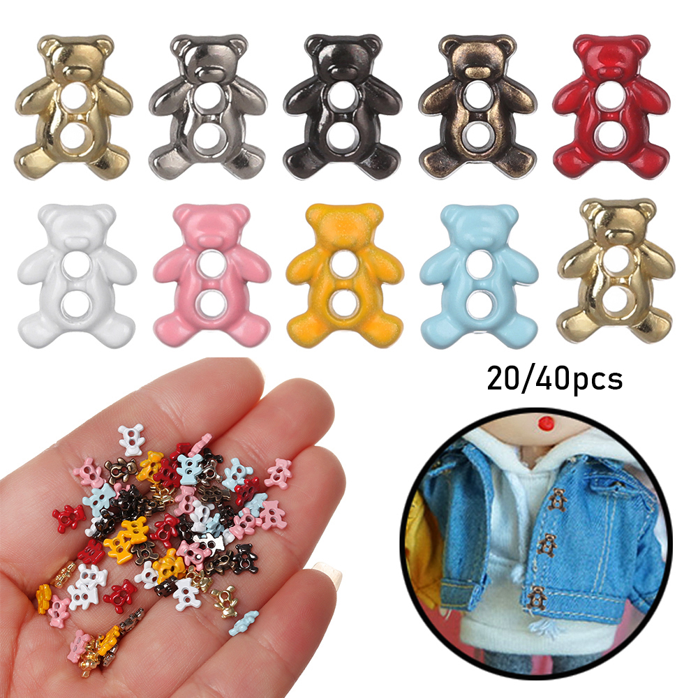 Set 20 / 40 Nút Áo Mini Hình Gấu Dễ Thương 6mm