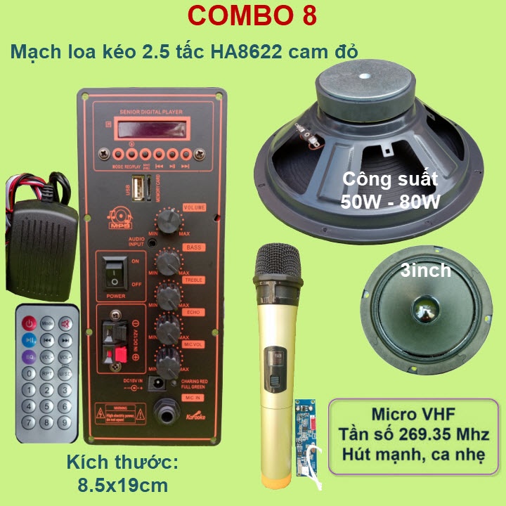 [Mã 155ELSALE giảm 7% đơn 300K] Mạch loa kéo 2.5 tấc đơn HA8622 JBZ