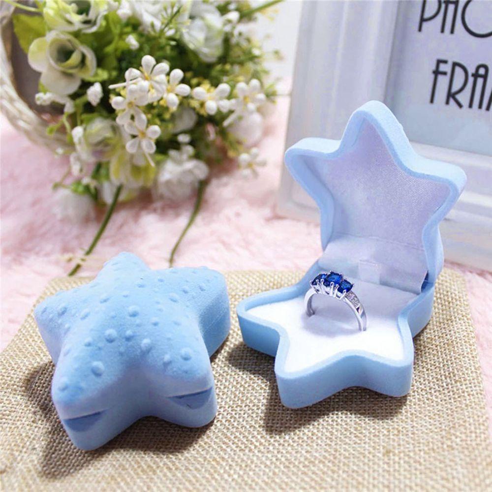 Hộp Đựng Trang Sức Bằng Nhung Màu Xanh Dương Hồng Dễ Thương