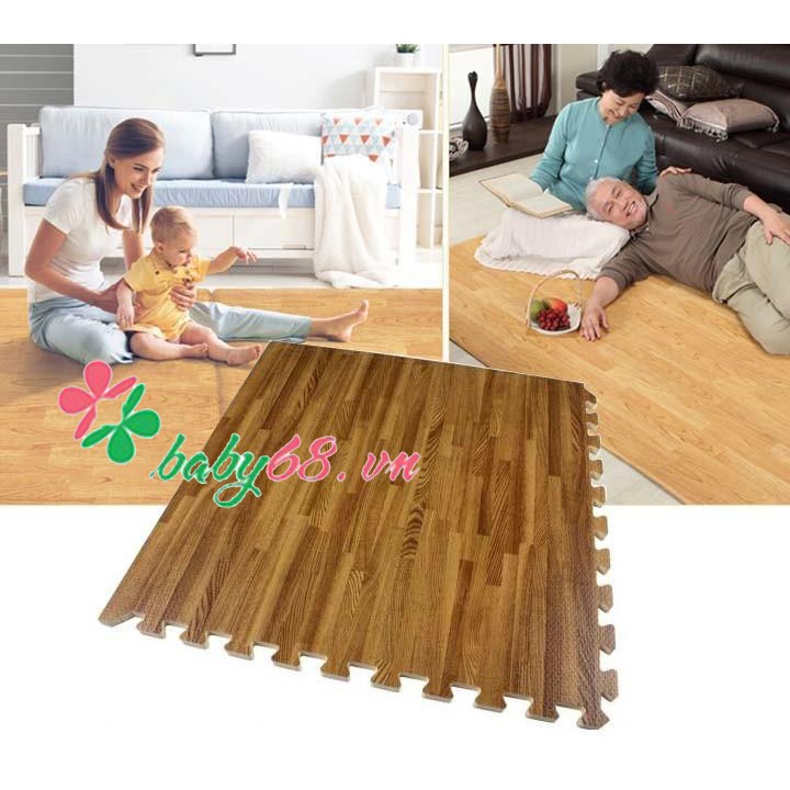 Thảm xốp lót sàn vân gỗ bộ 4 tấm - Chống thấm nước