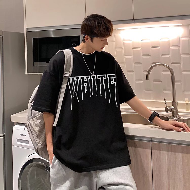 Áo Thun Tay Ngắn Dáng Rộng In Chữ Phong Cách Hip Hop Đường Phố Hàn Quốc Thời Trang Mùa Hè Cho Nam Và Nữ M-8XL