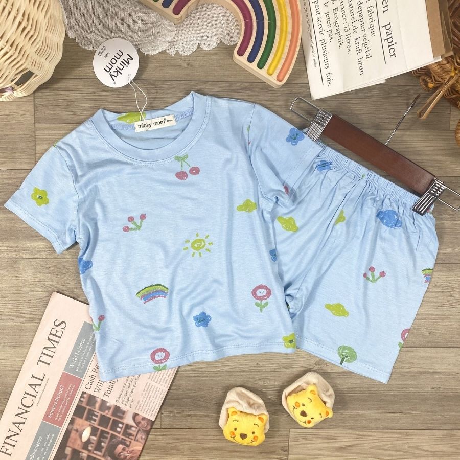 Bộ Thun Lạnh Cộc Tay Cho Bé Gái 8-27kg -TN-IN74 In Hoạ Tiết Toàn Thân Chất Vải Thoáng Mát