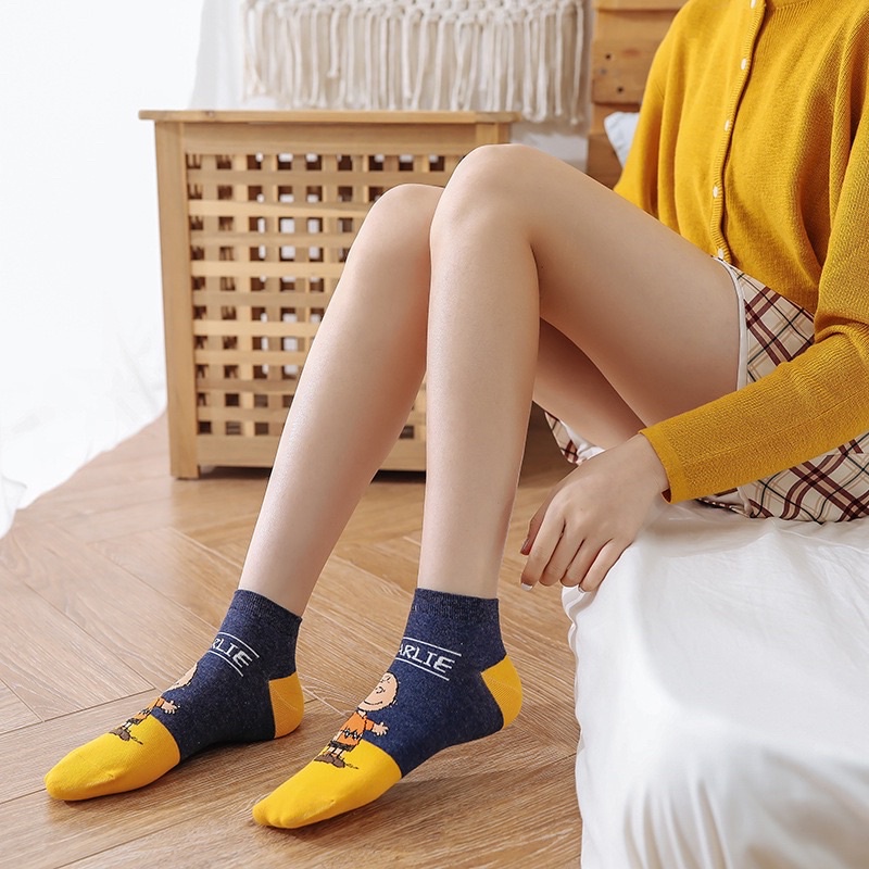 Tất cổ ngắn nam nữ vớ snoopy 5M cổ thấp thời trang hàn quốc đẹp giá rẻ cotton kháng khuẩn MRSOCKS VN045
