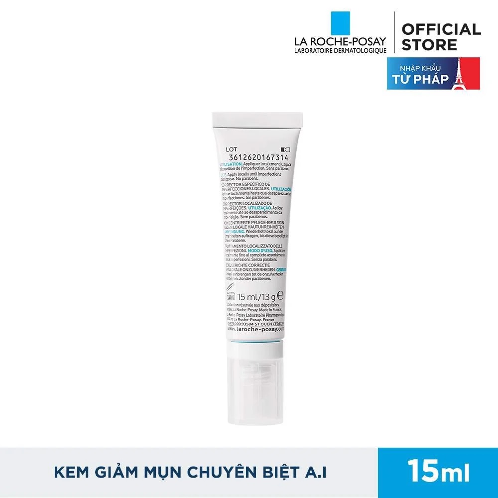 La Roche Posay Effaclar A. I - Kem giảm mụn chuyên biệt LA ROCHE POSAY EFFACLAR A.I dành cho đốm mụn sưng đỏ 15ml