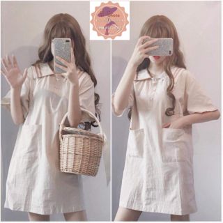 Đầm thủy thủ màu kem
