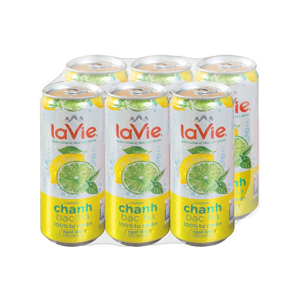 Lốc 6 lon Nước uống vị trái cây có ga La Vie (6 lon x 330ml/ lon)