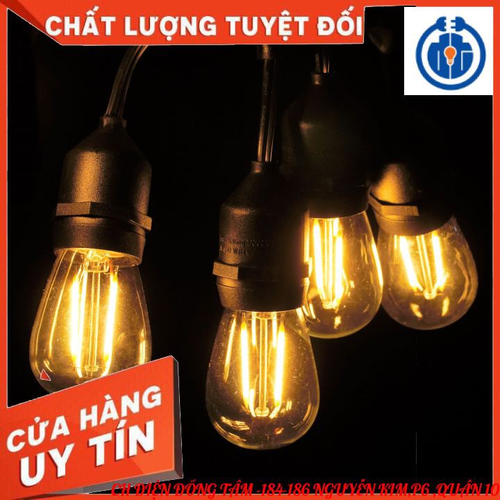 ⚡GIAO HỎA TỐC⚡Bộ Dây Thả Ngoài Trời 5m 10 đuôi + kèm bóng 3w- Dây đèn LED thả ngoài trời chống nước - đèn trang trí cafe