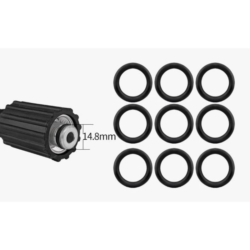 Bộ đầu bấm ống dây rửa xe ren 22, Bộ 2 roong  đen cao su cho đầu dây máy rửa xe.