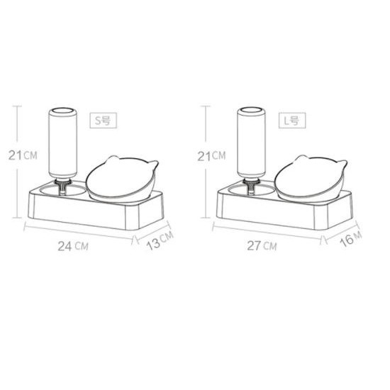 Bát ăn+bình nghiêng 15 độ cho mèo