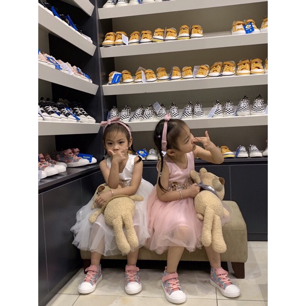 BABAYA Giày Trẻ Em Vải Cổ Cao Thêu Hoa Bé Gái 8123