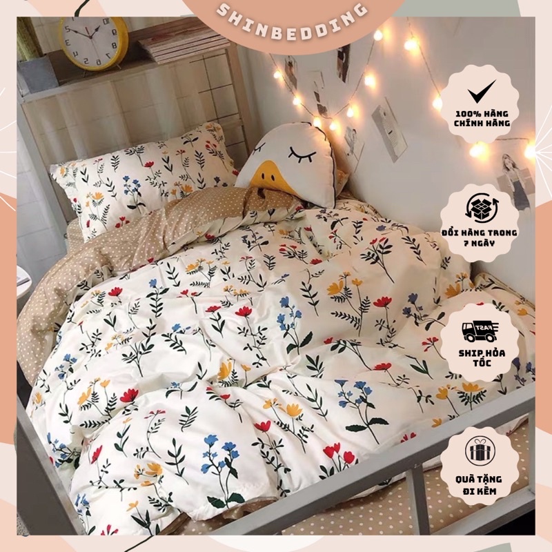 Set Chăn Ga Cotton Poly Hoa Nhí Ga Chấm Bi Cực Ngầu Shinbedding.shop