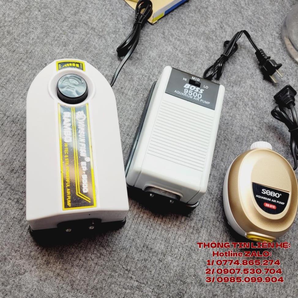 Máy sủi khí oxy bơm sục oxi cho bể cá tôm - siêu êm tiết kiệm điện SOBO SB-618 - Boss 9500 - Rambo EP 9000 Hiệu suất Cao