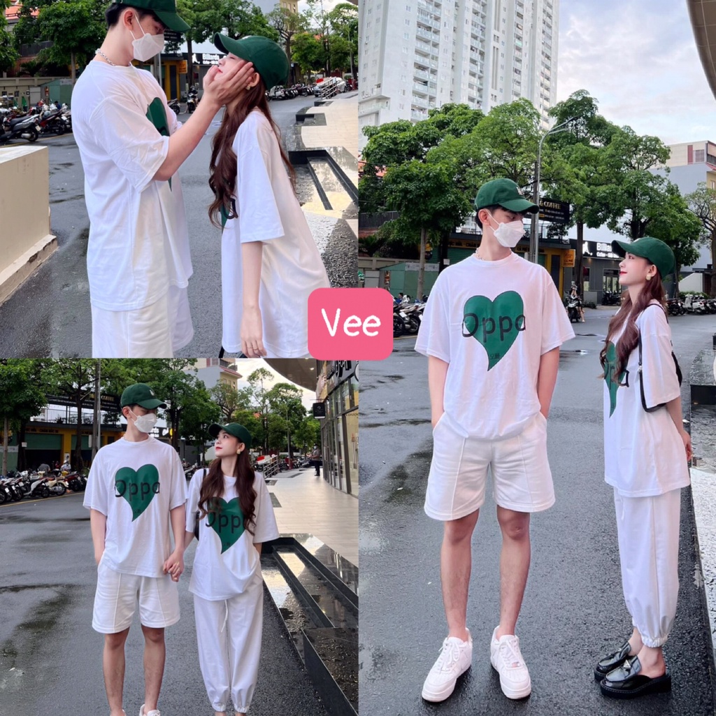 Áo thun đôi tay lỡ họa tiết chữ OPPA form rộng unisex/ Áo phông nam nữ màu trắng dáng rộng bigsize dễ phối đồ_veestore